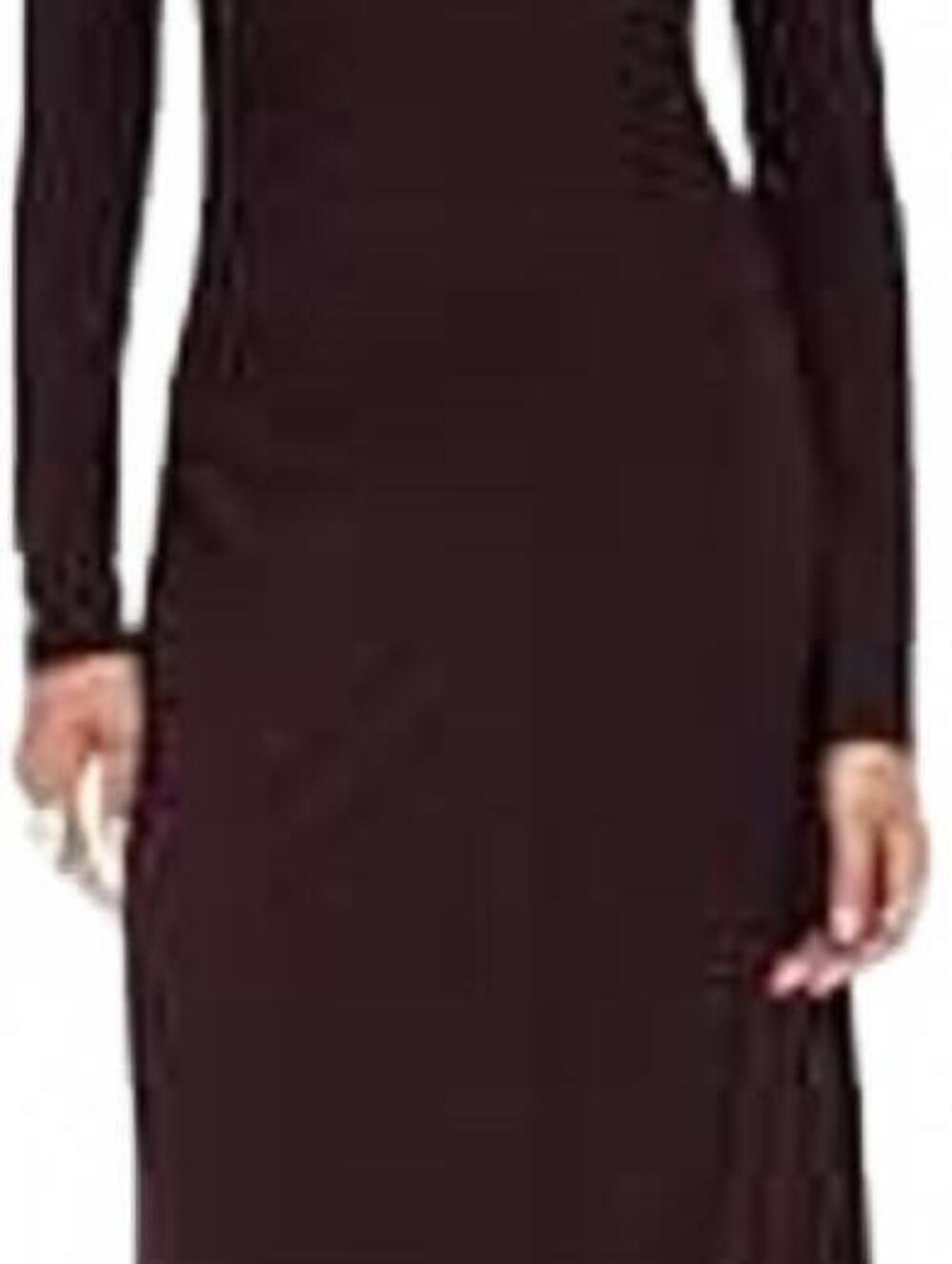 Vince Long Sleeve Ruched Burgandy Midi Dress - Picture 11 of 11